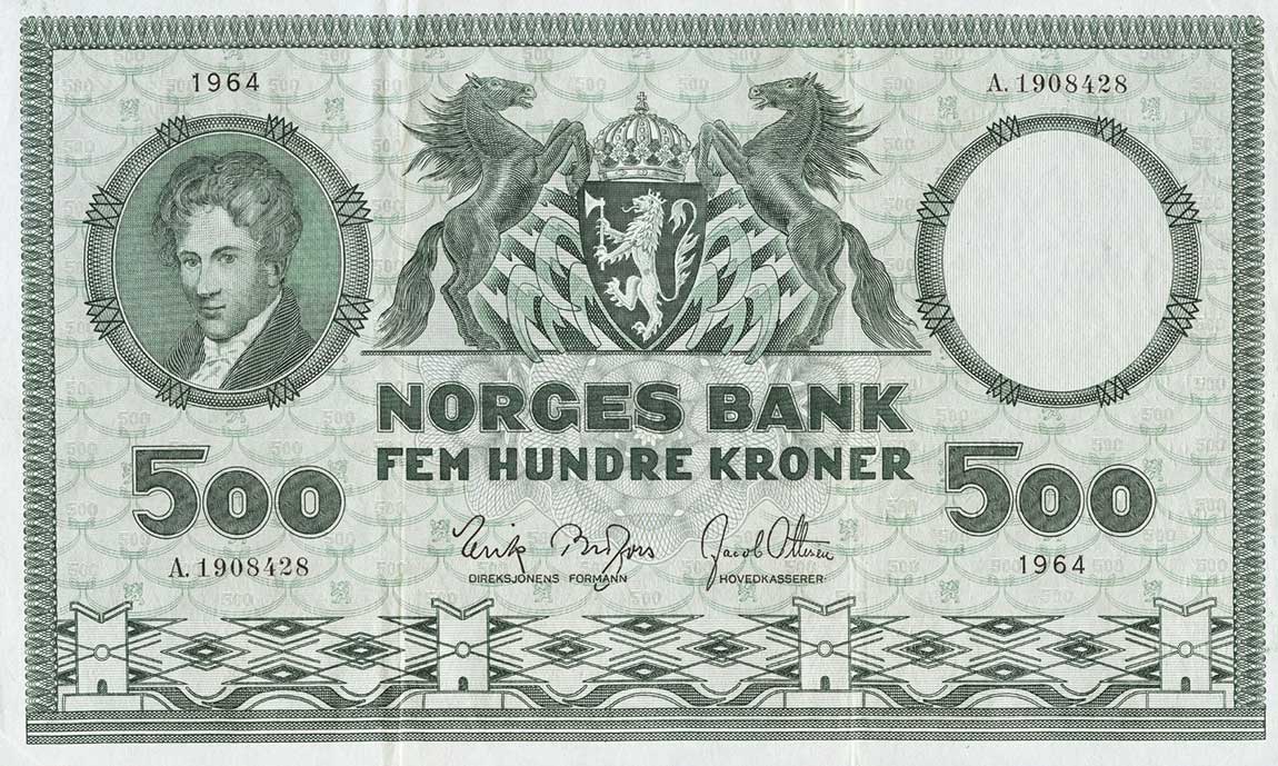 Front of Norway p34c: 500 Kroner from 1960