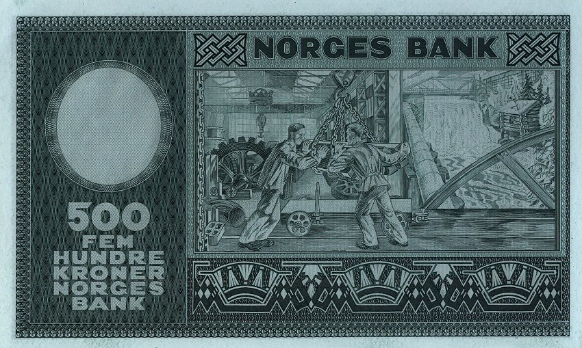 Back of Norway p34d: 500 Kroner from 1966