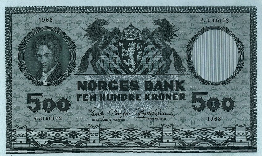 Front of Norway p34d: 500 Kroner from 1966