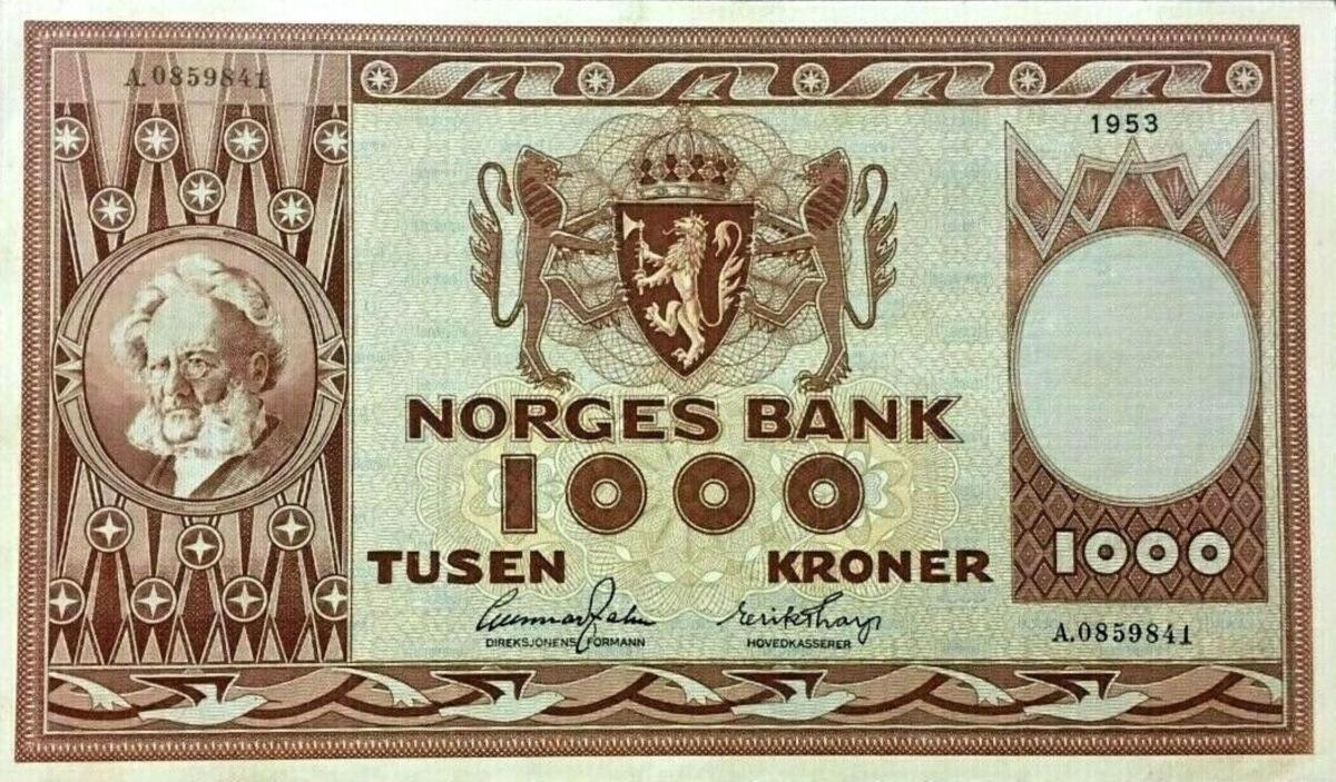 Front of Norway p35a: 1000 Kroner from 1949