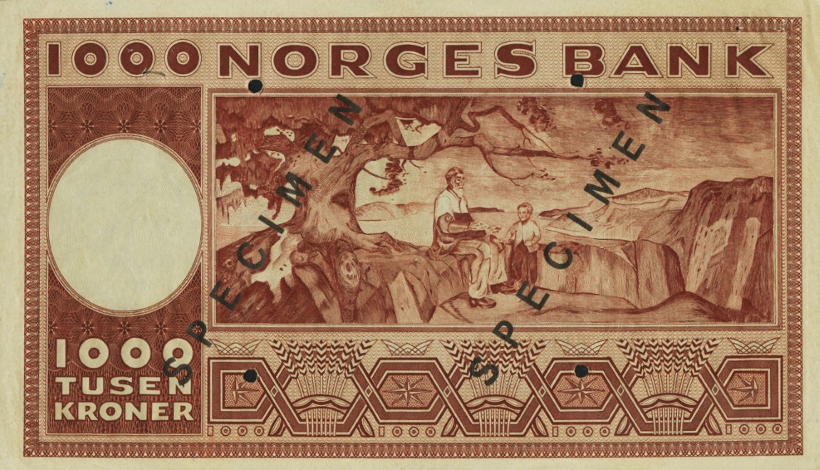 Back of Norway p35s: 1000 Kroner from 1949