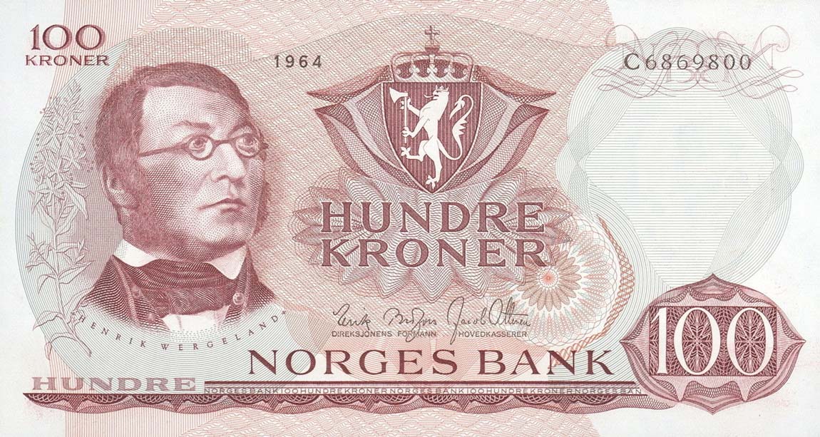 Front of Norway p38a: 100 Krone from 1962