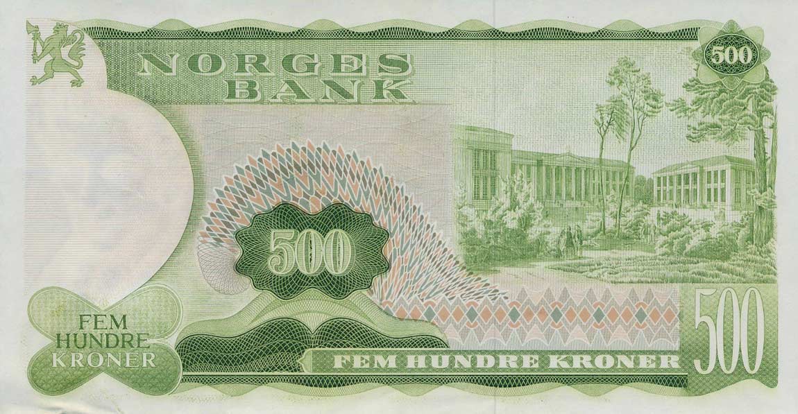 Back of Norway p39a: 500 Krone from 1978
