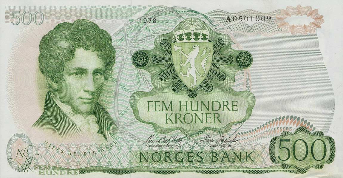 Front of Norway p39a: 500 Krone from 1978