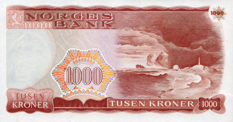 Back of Norway p40c: 1000 Krone from 1985