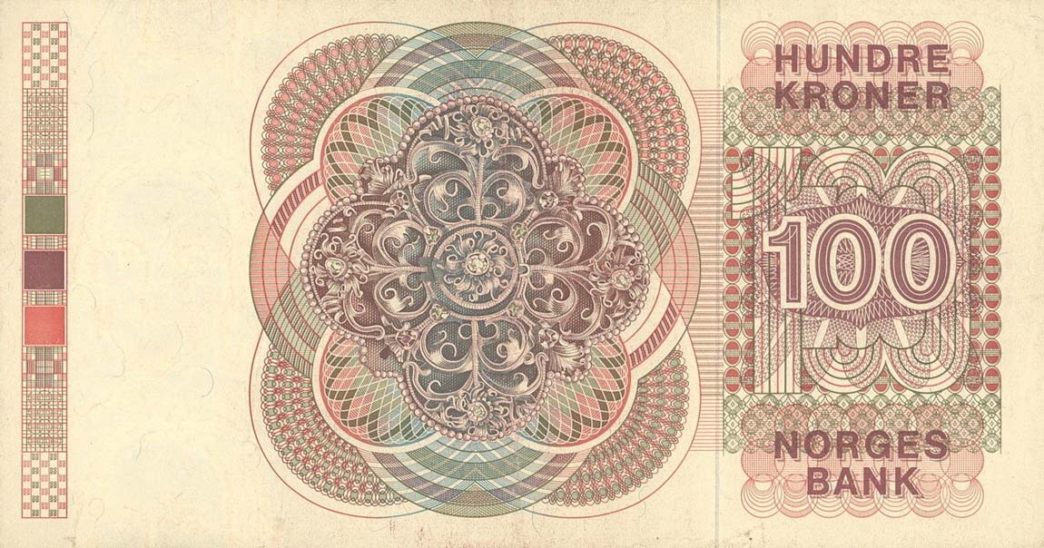 Back of Norway p41c: 100 Krone from 1981