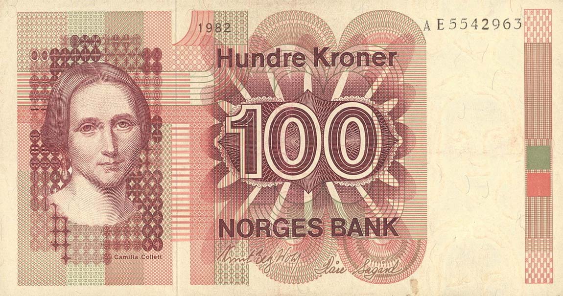 Front of Norway p41c: 100 Krone from 1981