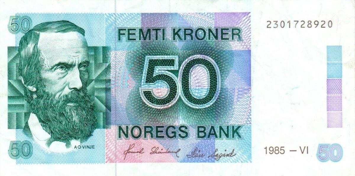 Front of Norway p42b: 50 Krone from 1985