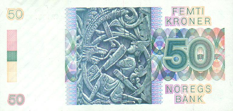 Back of Norway p42c: 50 Krone from 1986