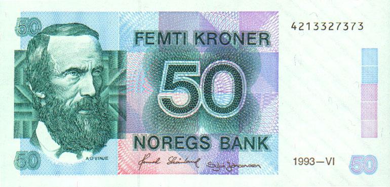 Front of Norway p42c: 50 Krone from 1986