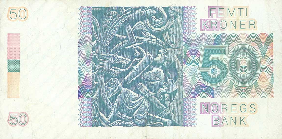 Back of Norway p42d: 50 Krone from 1987