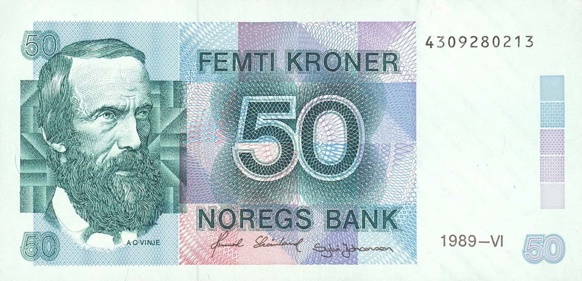 Front of Norway p42e: 50 Krone from 1989