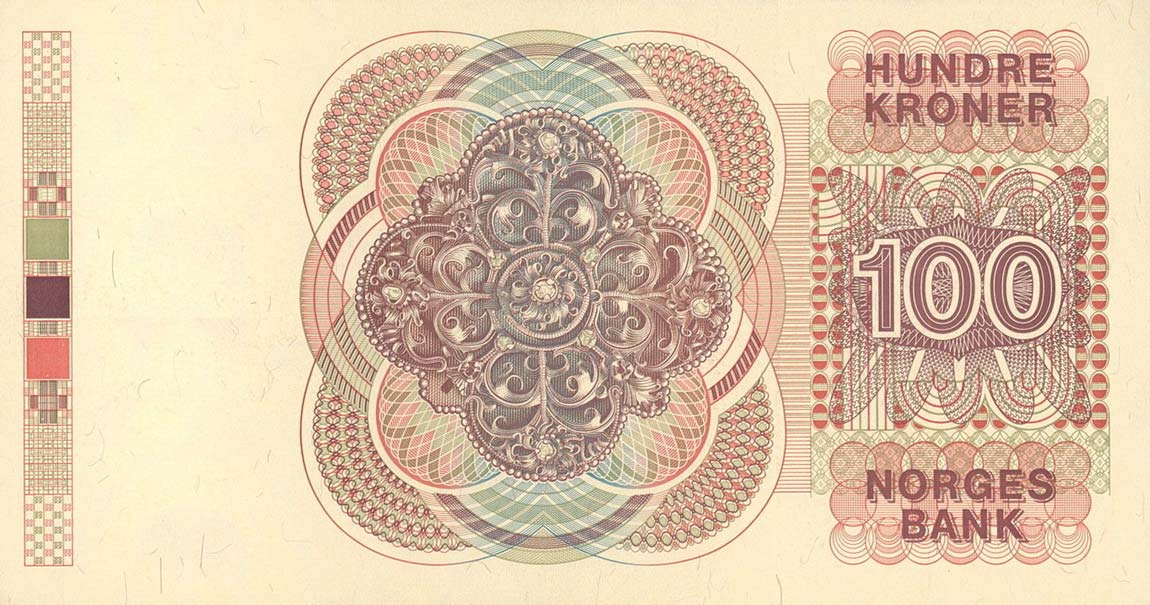 Back of Norway p43b: 100 Krone from 1984