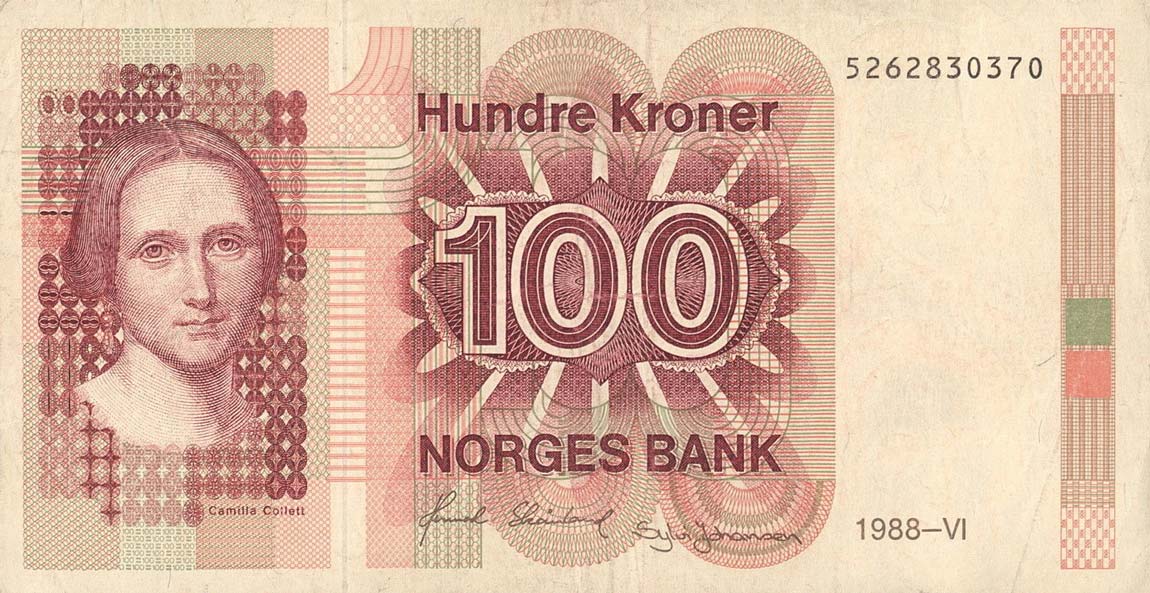 Front of Norway p43c: 100 Krone from 1985