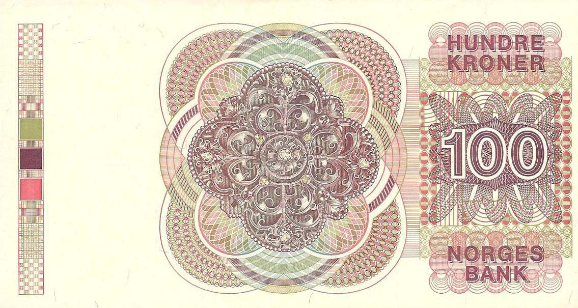 Back of Norway p43d: 100 Krone from 1988
