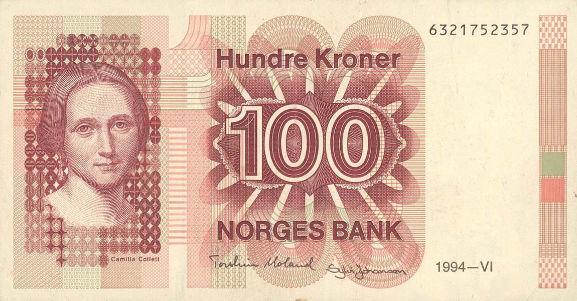 Front of Norway p43e: 100 Krone from 1994