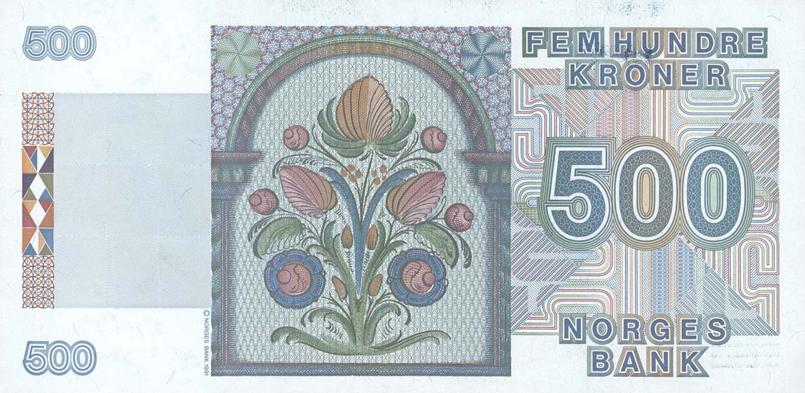 Back of Norway p44c: 500 Krone from 1996