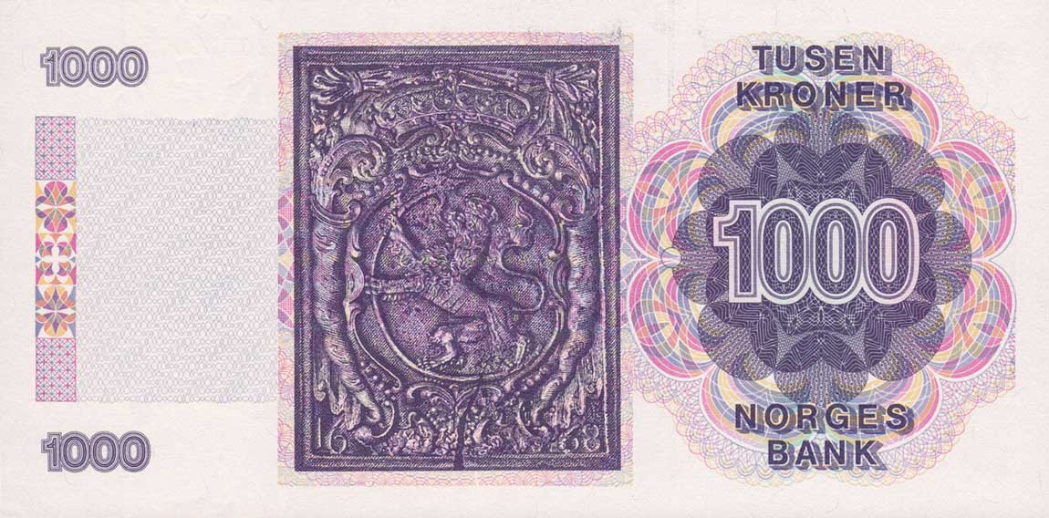 Back of Norway p45b: 1000 Krone from 1998