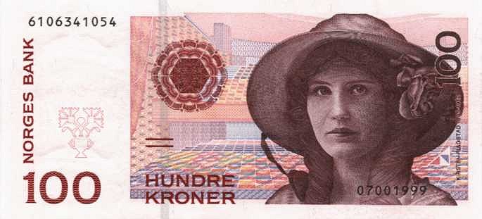 Front of Norway p47b: 100 Krone from 1999