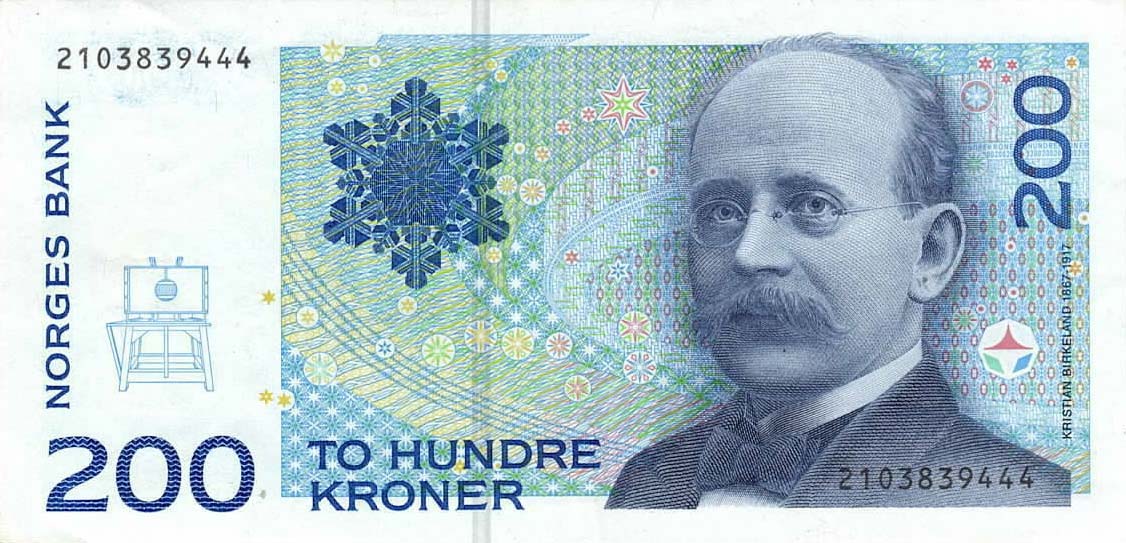 Front of Norway p48b: 200 Krone from 1998