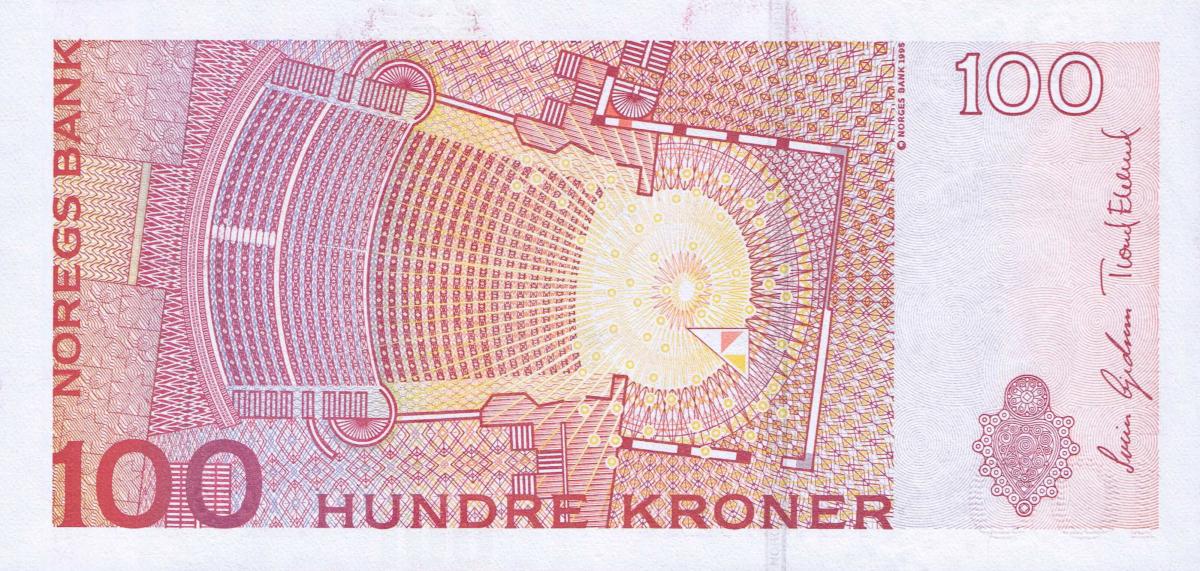 Back of Norway p49b: 100 Krone from 2004