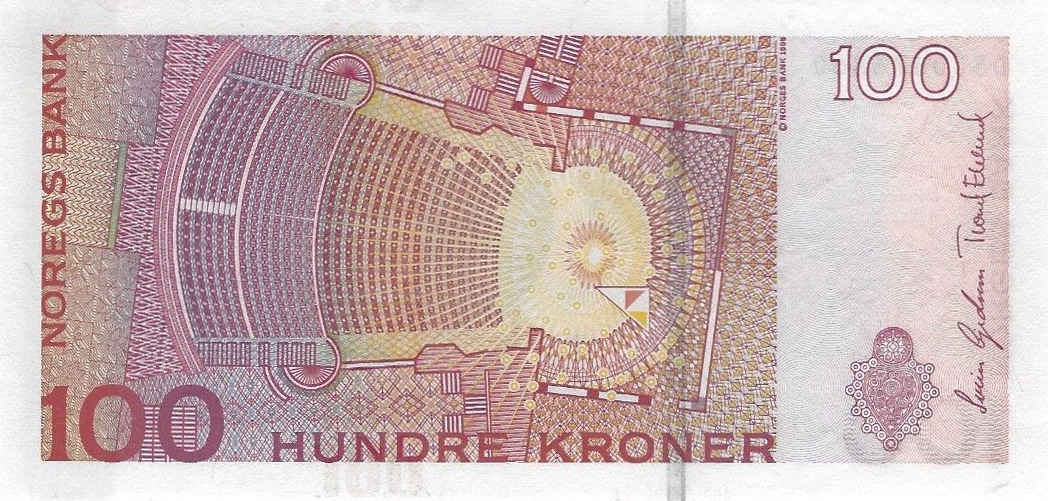 Back of Norway p49e: 100 Krone from 2010