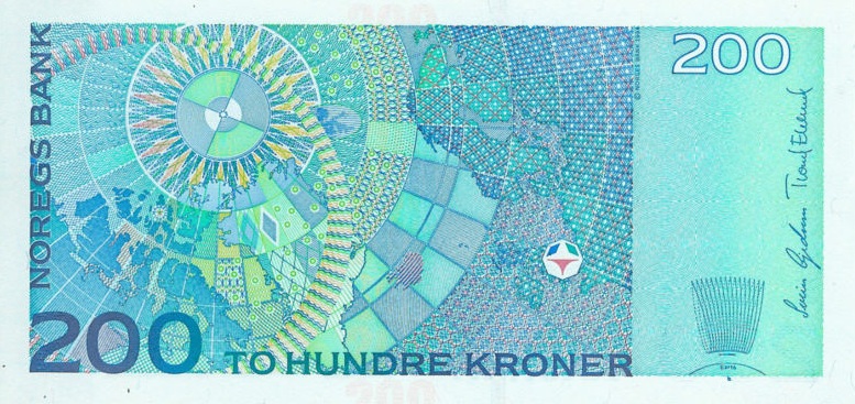 Back of Norway p50d: 200 Krone from 2006