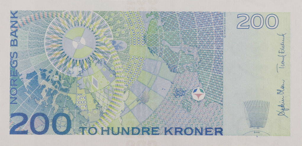 Back of Norway p50g: 200 Krone from 2014