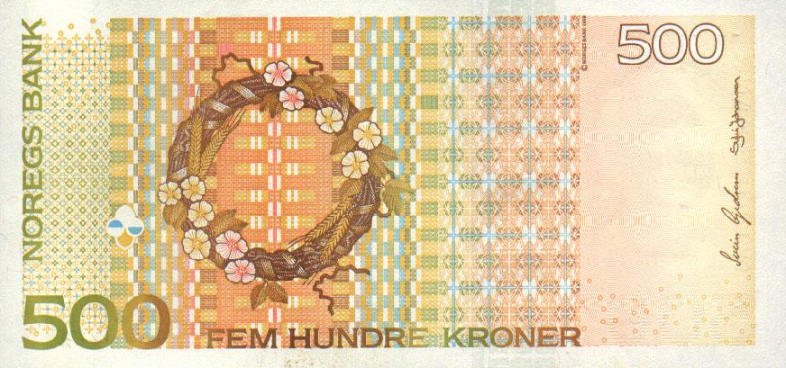 Back of Norway p51a: 500 Krone from 1999