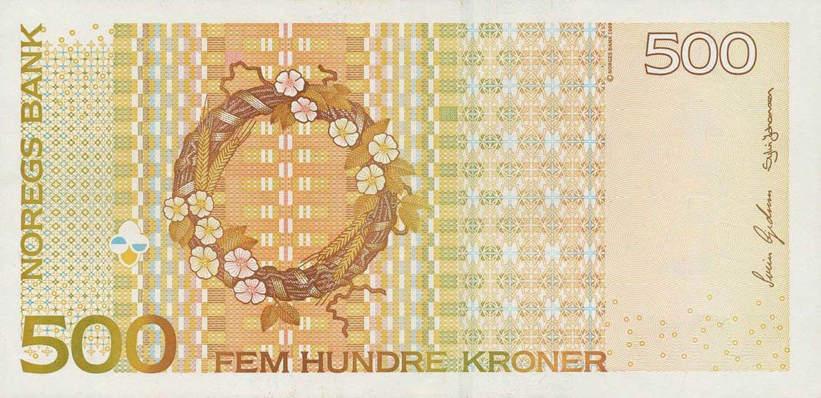 Back of Norway p51b: 500 Krone from 2000