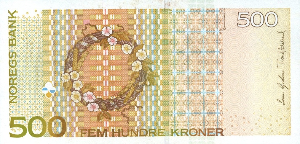 Back of Norway p51d: 500 Krone from 2005