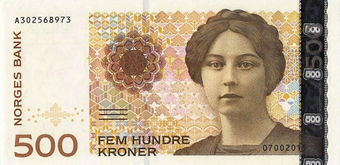 Front of Norway p51g: 500 Krone from 2015