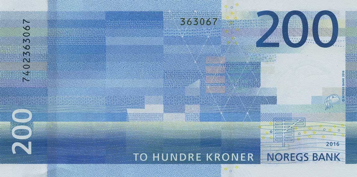 Back of Norway p55: 200 Krone from 2017