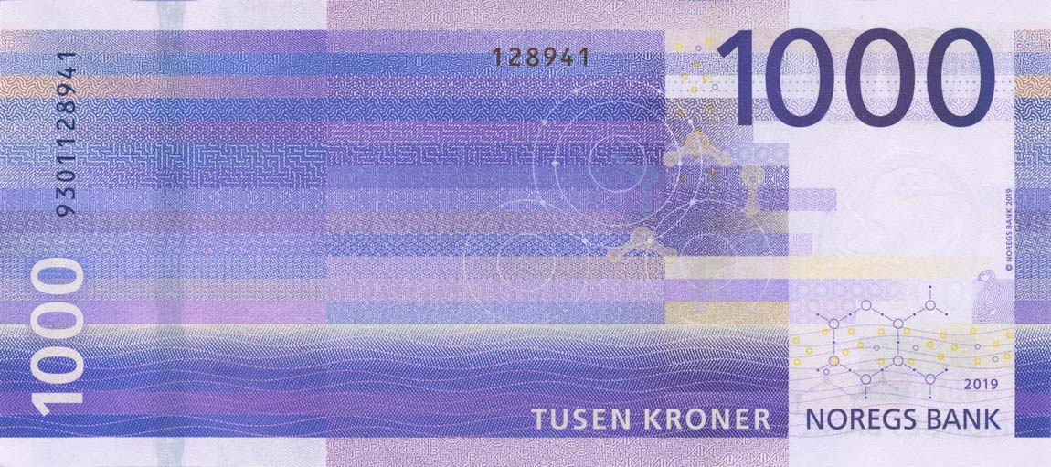 Back of Norway p57: 1000 Krone from 2019