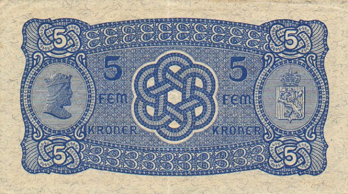 Back of Norway p7c: 5 Kroner from 1935