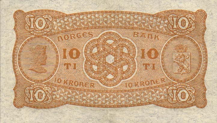 Back of Norway p8c: 10 Kroner from 1935