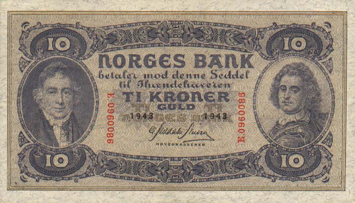 Front of Norway p8c: 10 Kroner from 1935