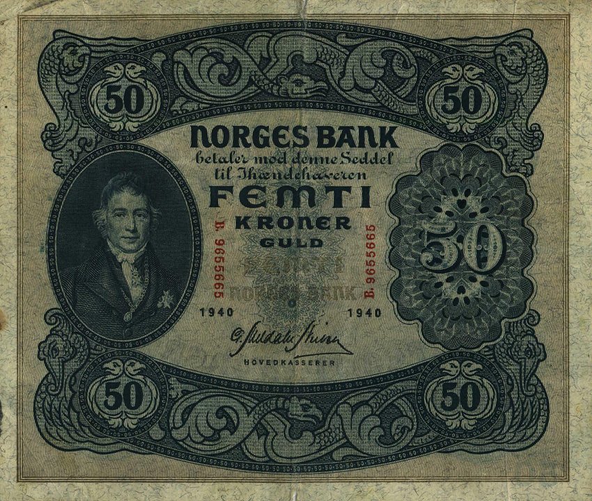 Front of Norway p9d: 50 Kroner from 1935