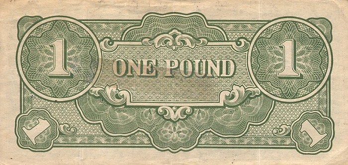 Back of Oceania p4a: 1 Pound from 1942