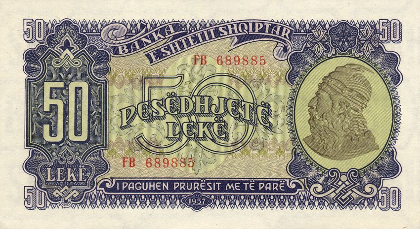 Front of Albania p29a: 50 Leke from 1957