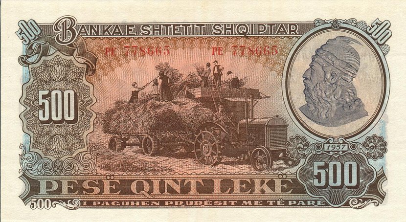 Front of Albania p31a: 500 Leke from 1957