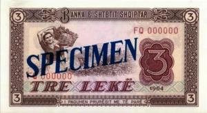 p34s from Albania: 3 Leke from 1964
