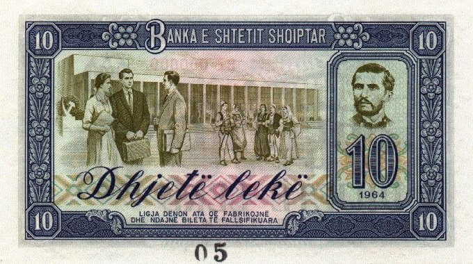 Back of Albania p36s: 10 Leke from 1964