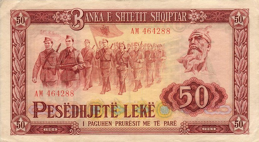 Front of Albania p38a: 50 Leke from 1964