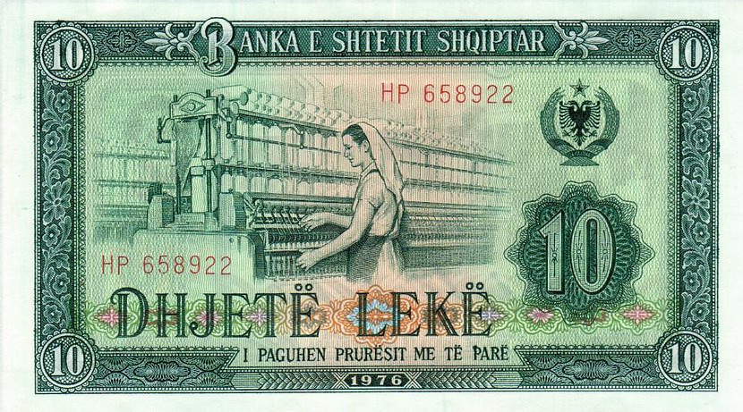 Front of Albania p43a: 10 Leke from 1976