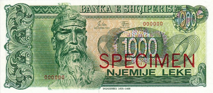 Front of Albania p54s: 1000 Leke from 1992