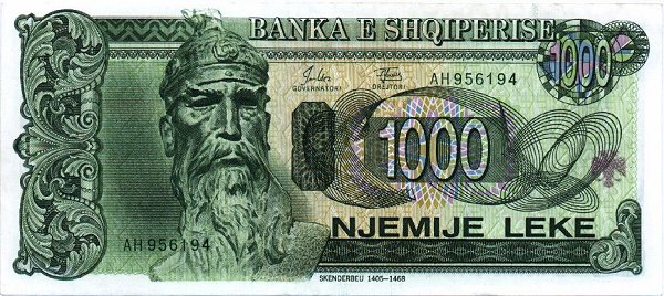 Front of Albania p58a: 1000 Leke from 1994