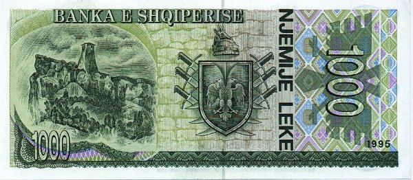 Back of Albania p61b: 1000 Leke from 1995