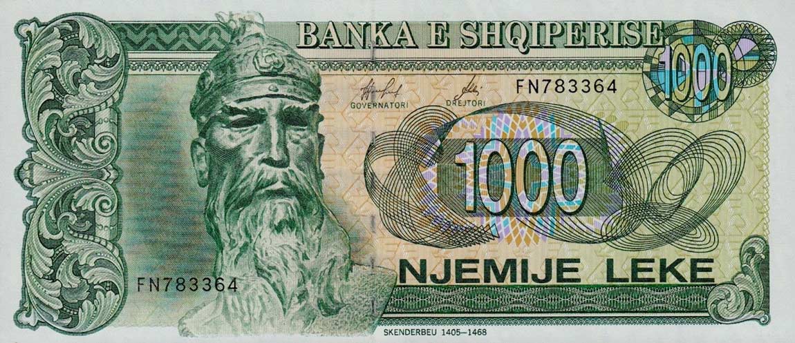 Front of Albania p61c: 1000 Leke from 1996