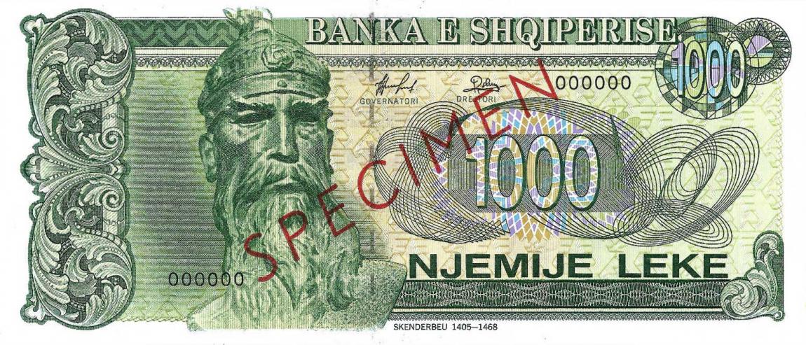 Front of Albania p61s: 1000 Leke from 1996